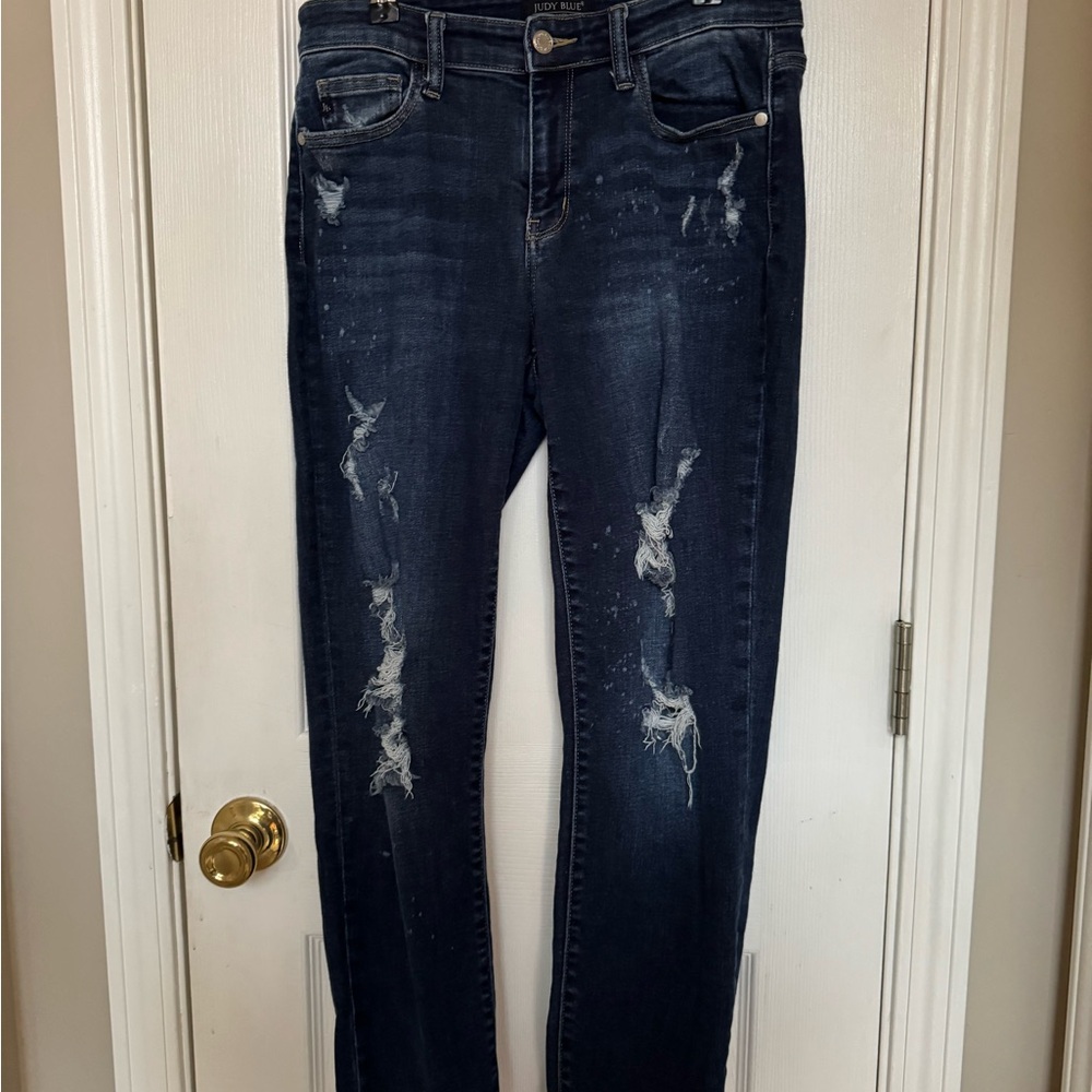 Judy Blue Dark Distressed Skinny Jeans